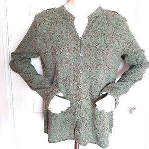 Orvis Sage Green Crinkle Blouse